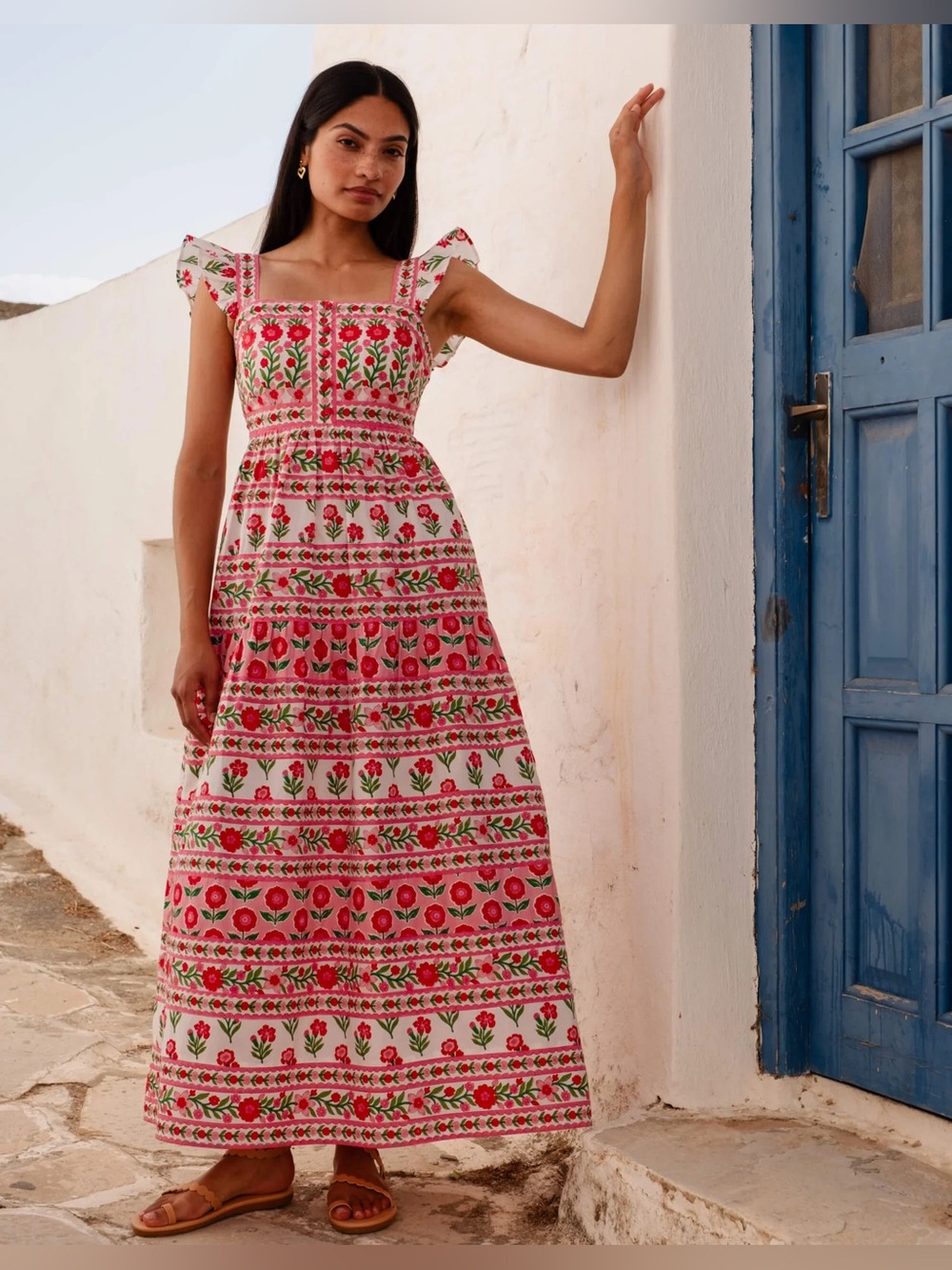 Pink City Prints Rose Folk Lucia Dress - Medium